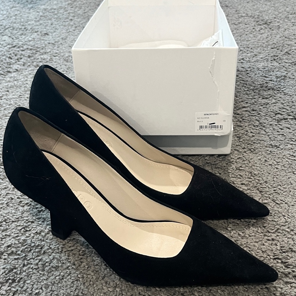 Sandro Black Suede Heels